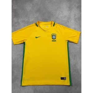 Nike Brasil CBF Soccer Jersey Kids L Yellow Green Dri-Fit  World Cup Style 2016